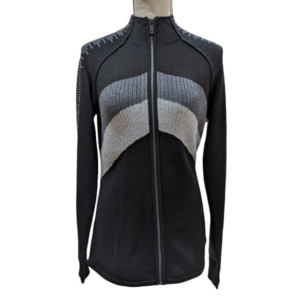 Smartwool Sweaters - SmartWool Women's Grey & Black Full Zip Long Sleeve Sweater Size L